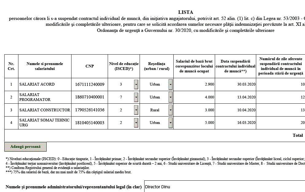 Completare Listă pdf aici.gov.ro cu date din alte programe de salarizare
